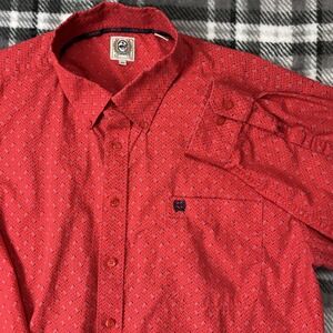 Cinch Shirt Mens XL Red Long Sleeve Button Down Geometric Western Cotton Logo